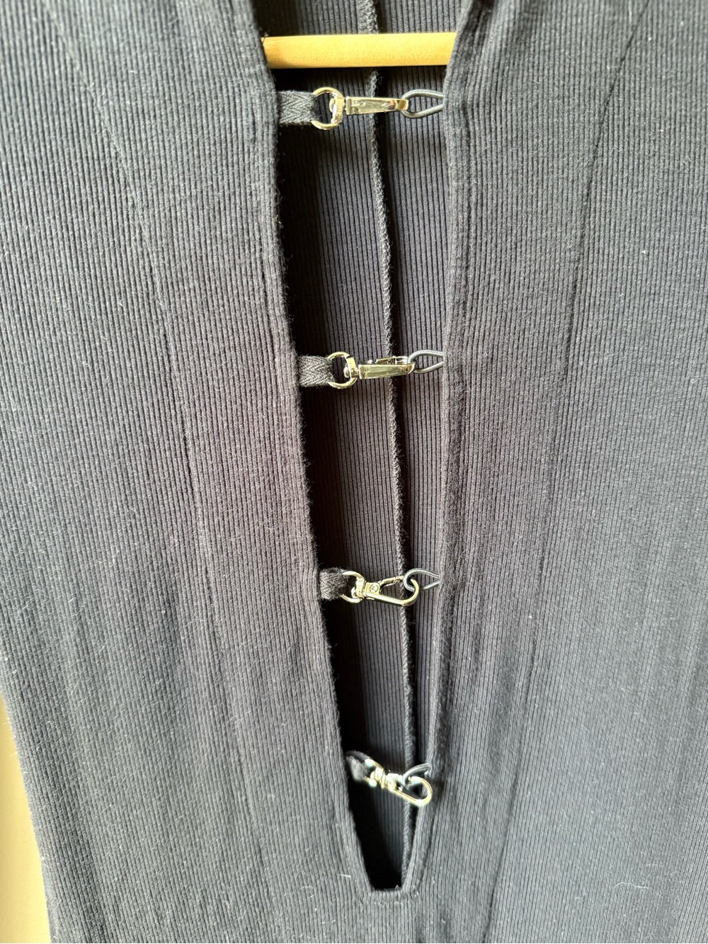 JOAH BROWN Midi Clasp Dress Ribbed Edgy Mobwife Sexy Flirty 90s Grunge Witchy S - Picture 4 of 7